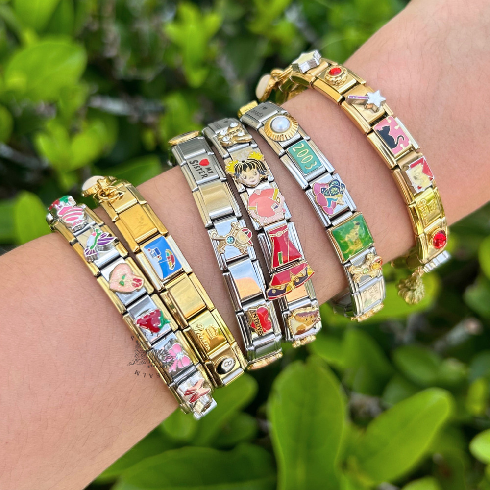 Y2K Italian Charm Bracelet - Aesthetic Stainless Steel Jewelry for Women